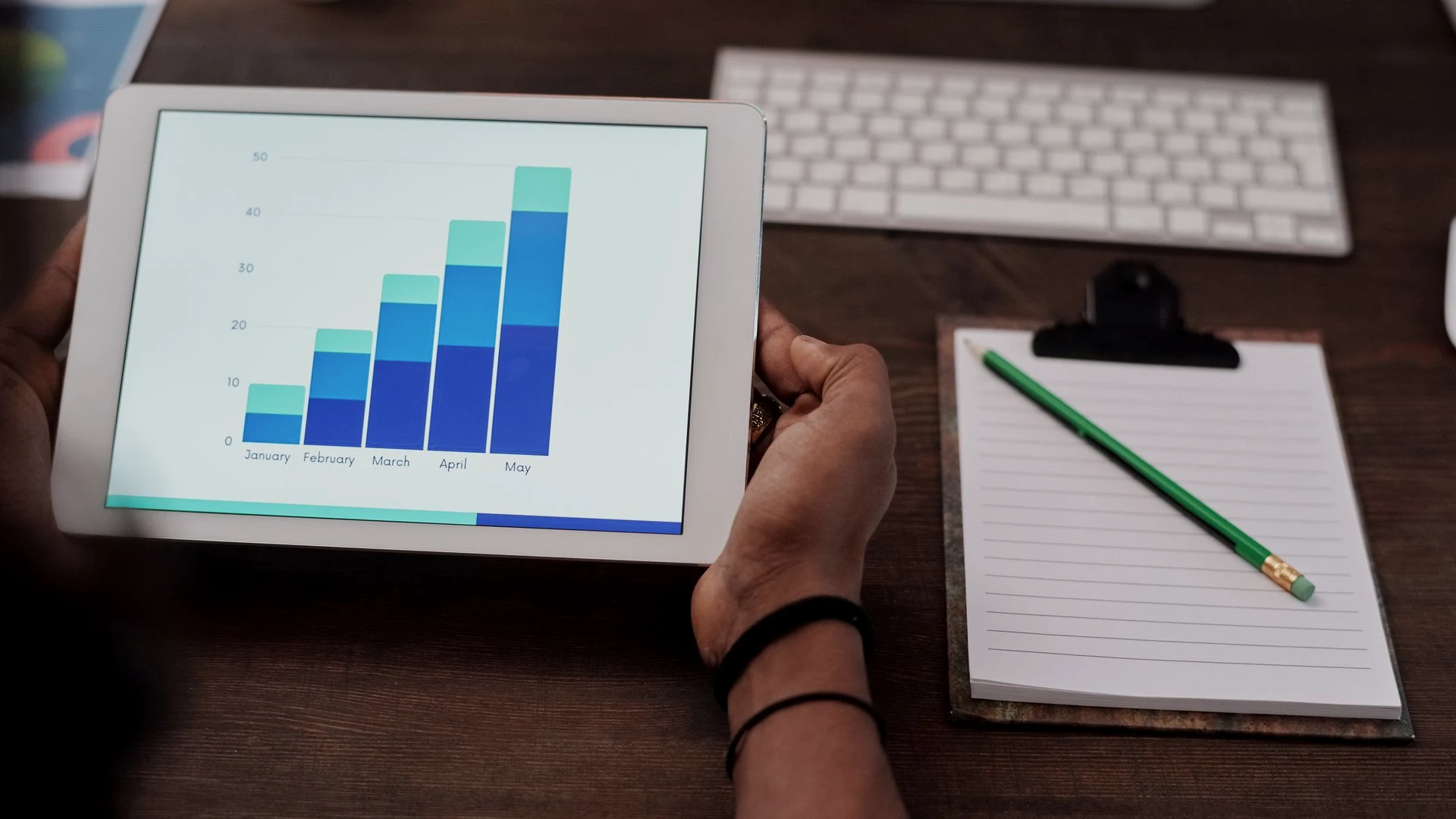 QA analyst reviewing passed functional and regression test results displayed on a tablet during a release milestone review